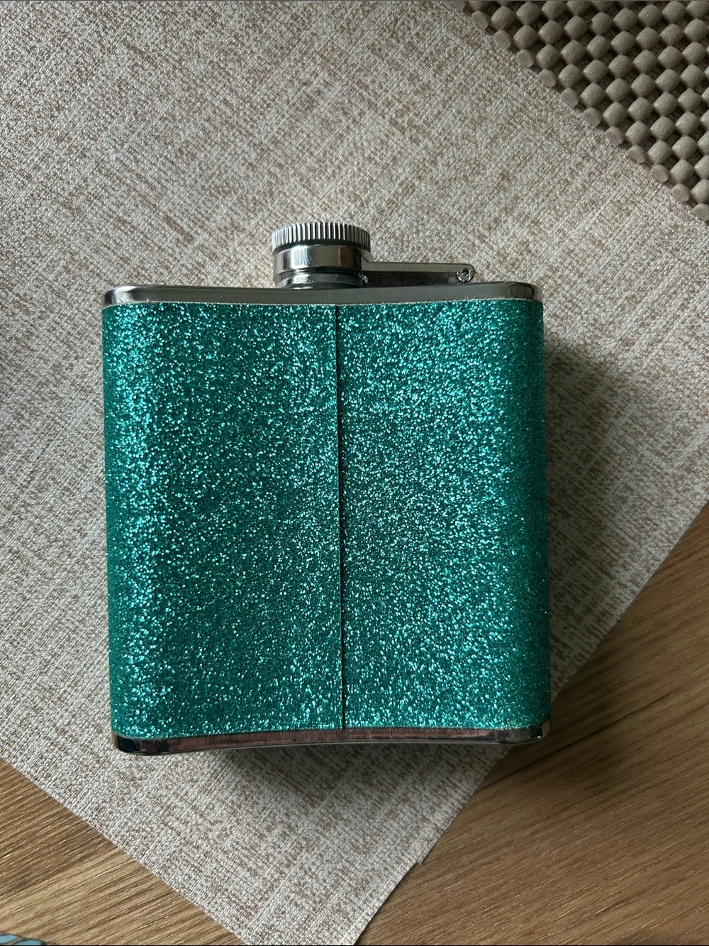 Glitter Teal 'Drinks Well With Others' Hip Flask